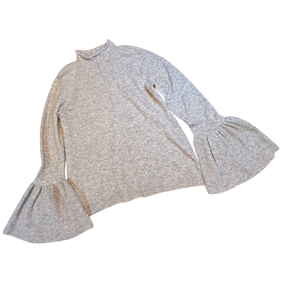 Alice‎ & Rob Gray Knit Mock Neck Bell Sleeve Sweater Women's Size L